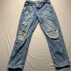 American Eagle Outfitters Light Blue Ripped Relaxed Jeans Size 10